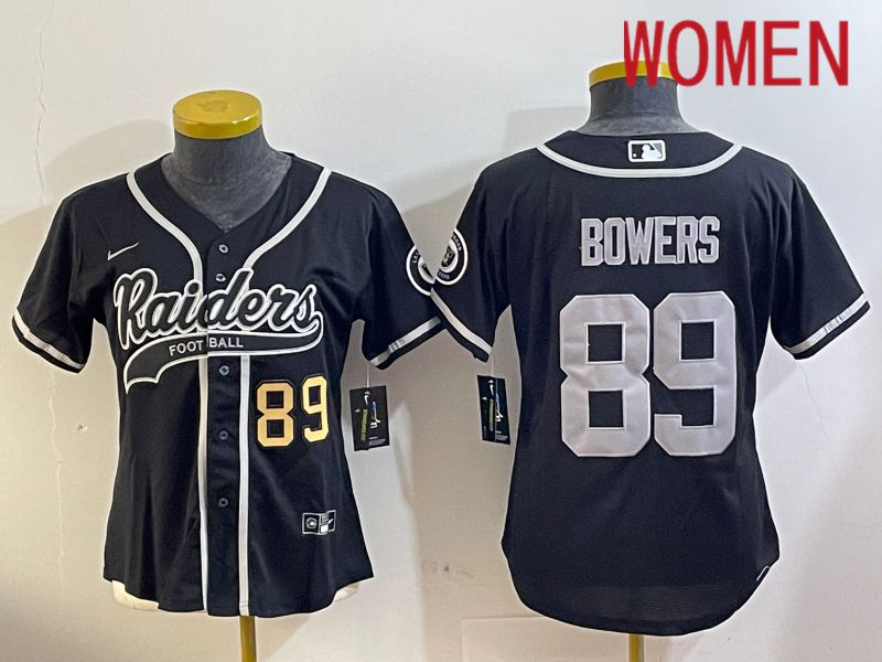 Women Oakland Raiders #89 Bowers Black Joint Name 2024 Nike Limited NFL Jersey style 6